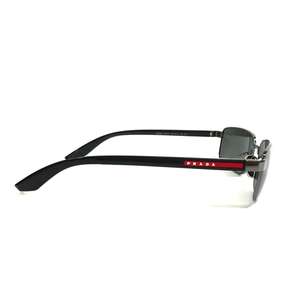 Prada Sunglasses SPSB54 5AV-41A Gunmetal Black Rectangle Frames with Gray Lenses